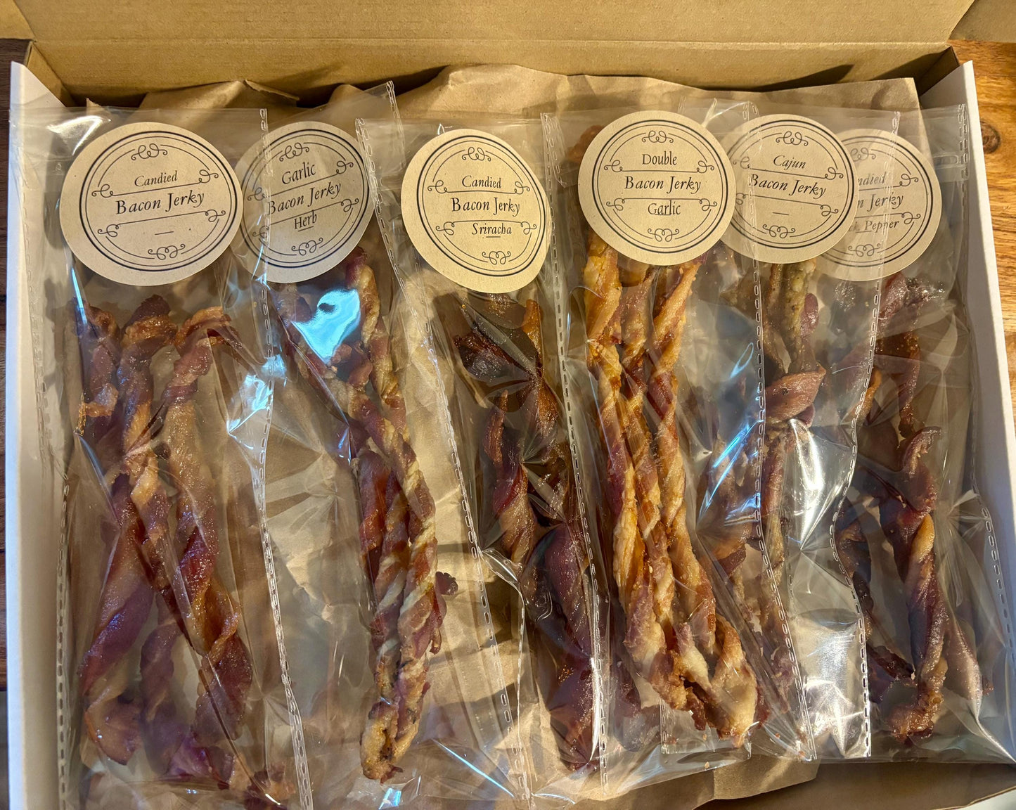 Gourmet bacon jerky twists - 22 flavor choices