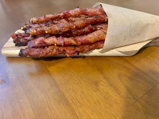Gourmet bacon jerky twists - 22 flavor choices