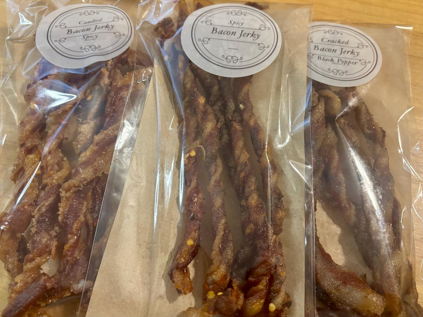 Gourmet bacon jerky twists - 22 flavor choices