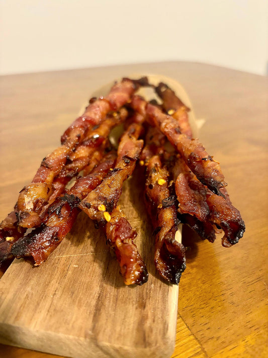 Gourmet bacon jerky twists - 22 flavor choices